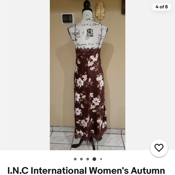 I.N.C International Women's Autumn Floral Lace Trim Long Nightgown. Size S - Picture 10 of 11